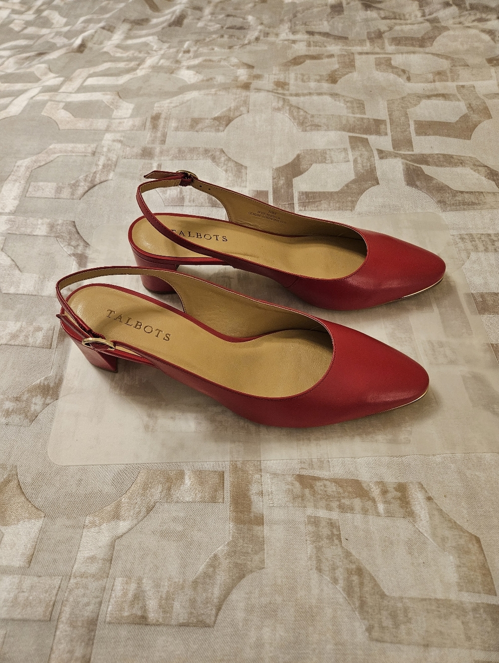 Talbots Red Slingback Pointed Toe Low Block Heels - Picture 4 of 7